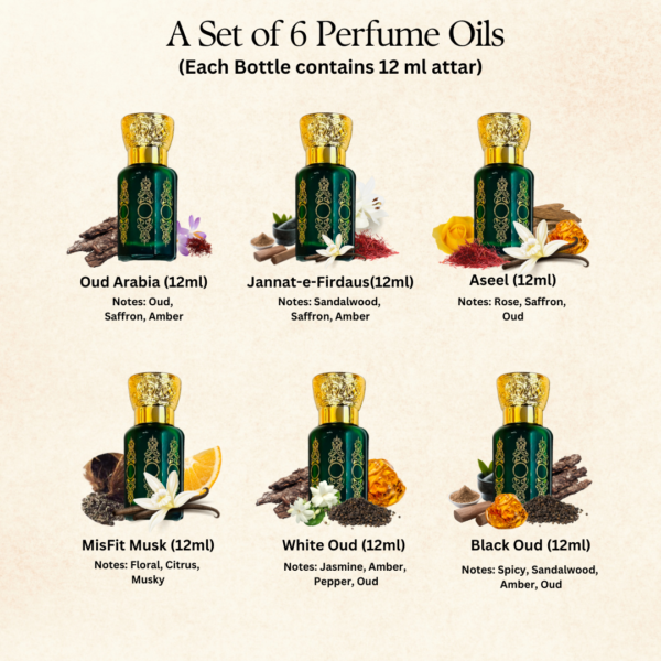 Premium Attar Collection – Jawhar-e-Jannat: 6 Exquisite Fragrances | Alcohol Free | Luxury Perfume Oil Gift Set - Image 4