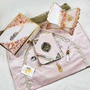 Misty Rose Elegance: Barkat-e-Jariyah Resin Quran Hamper | Quran Gift Set